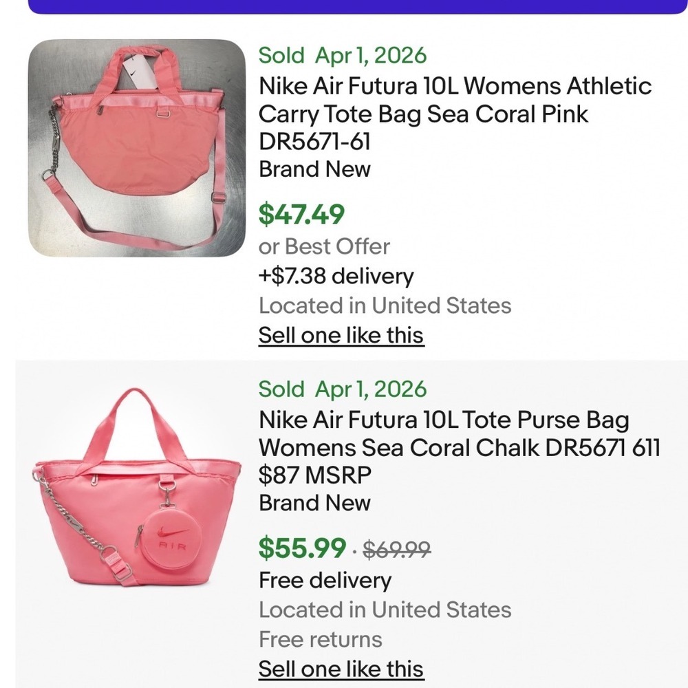 Nike Air Futura Tote Purse bag 10L Sea Coral chalk pink DR5671 611 $87 MSRP - Picture 9 of 9